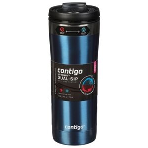 Contigo Uptown Dual-Sip Insulated Tumbler, Stainless Steel - Blue 24oz